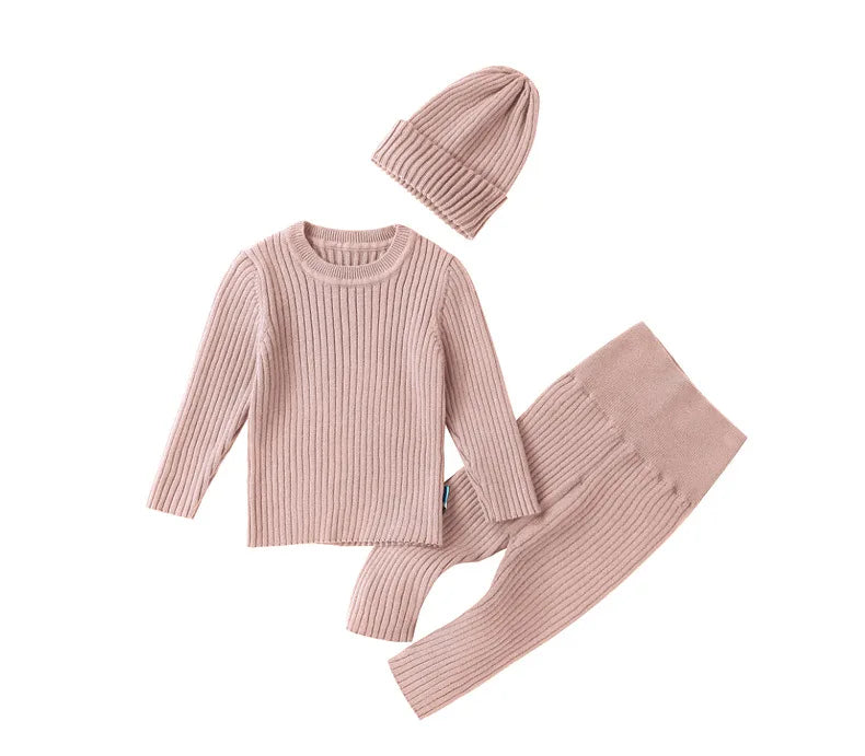 0-3T Newborn Kid Baby Boy Girl Winter Clothes set Sweater Pant suit Warm Thick Knit Top Stretch Knitwear Casual 2pcs Sweater Set
