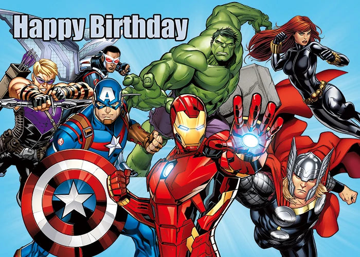 MARVEL Photography Backgrounds for Kids Birthday Party Spiderman Iron Man Hulk Banner Children Portrait Custom Photo Backdrops