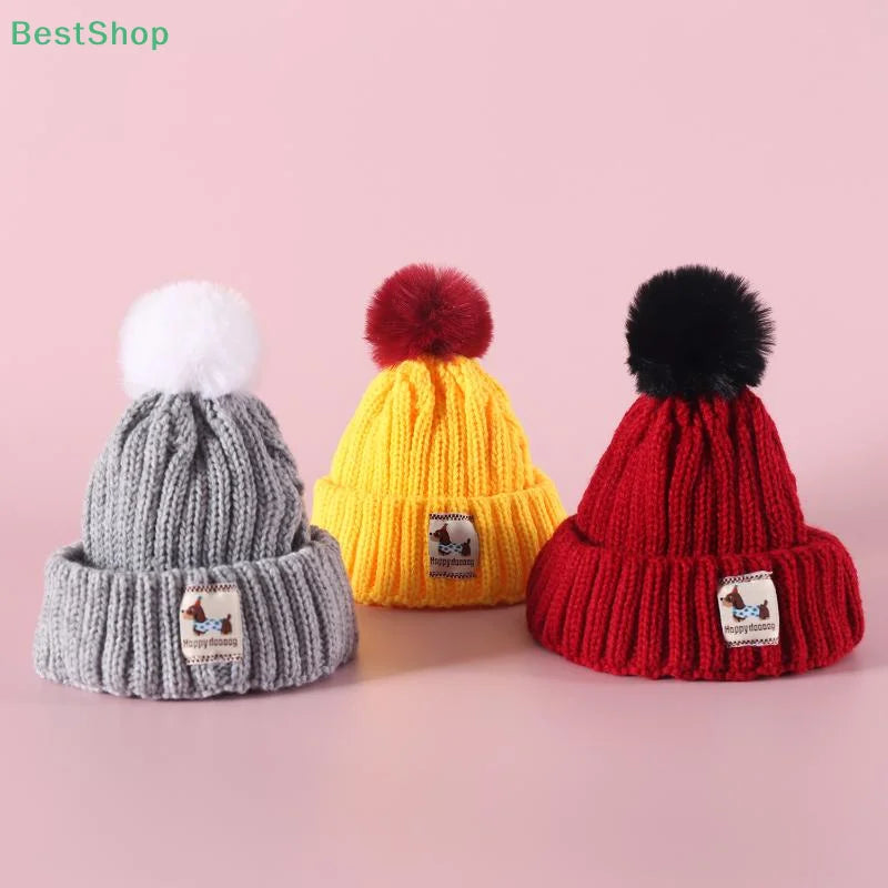 Winter Pet Dog Knitted Hat Ear Exposed Headgear Windproof Fashion Cat Headband Autumn And Winter Fur Ball Pet Dress Up Supplies