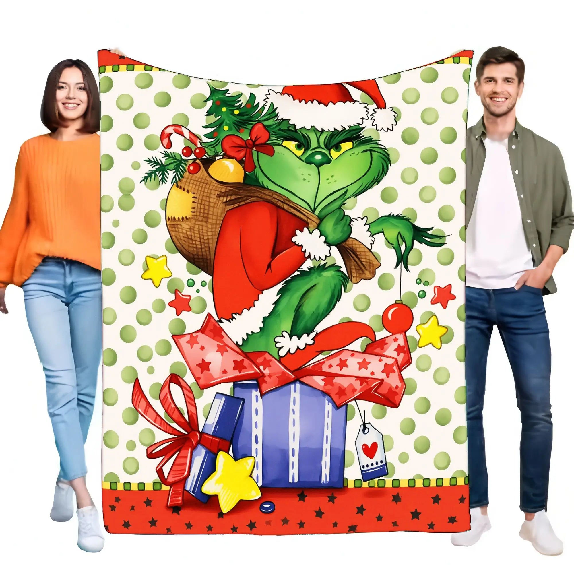Grinch Christmas Blanket Soft Plush Decorative Throw Cozy Warm Gift for Holidays Kids Adults