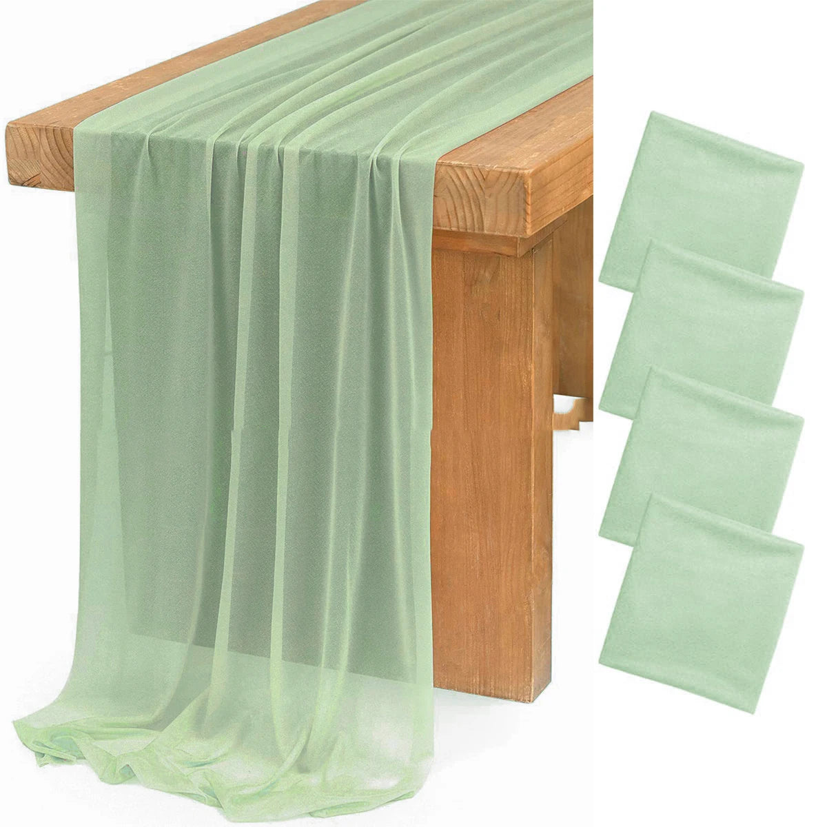 4PCS Purple Table Runner Chiffon Table Setting Semi-Sheer Dining Wedding Party Christmas Banquets Arches Cake Decor