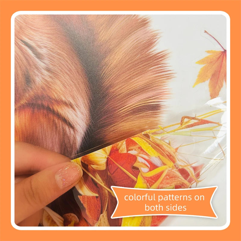 Maple Leaf Squirrel Double-sided Printed Static Window Stickers Autumn Family Thanksgiving Atmosphere Decoration Glass Stickers