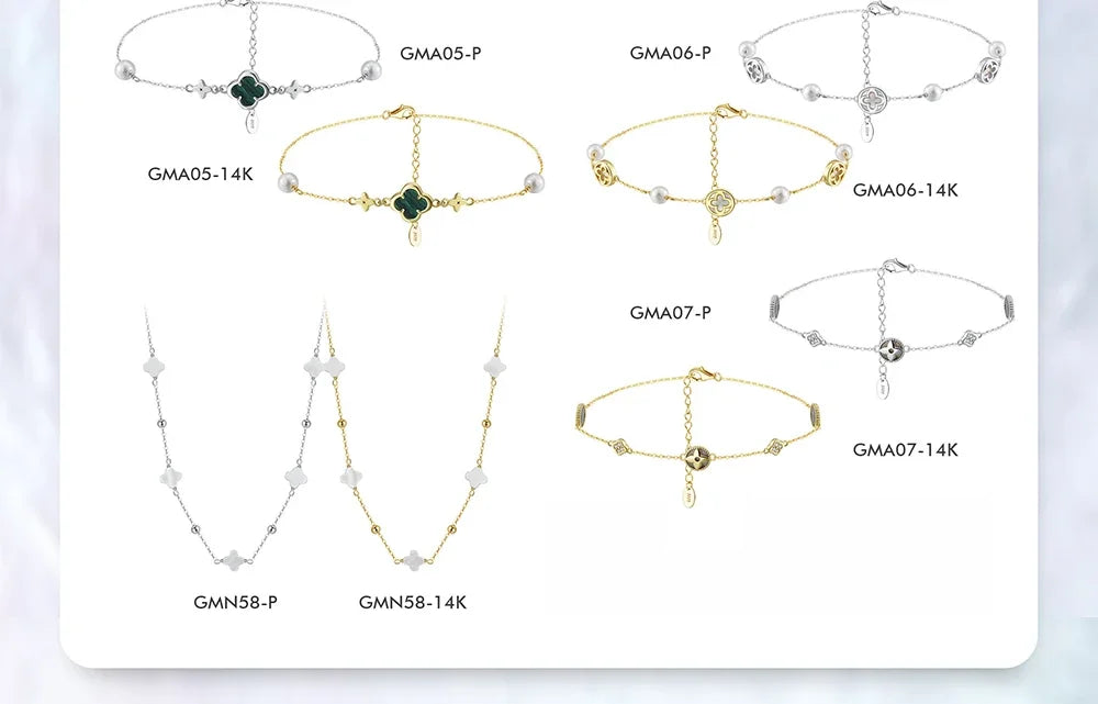 Rinntin Genuine 925 Sterling Silver Double Layer Clover Chain Anklet Lucky Clover Charm Anklets Bracelet Female Jewelry GMA02