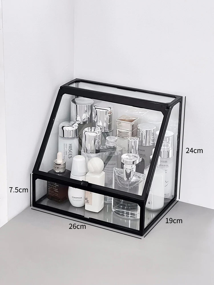 Transparent Cosmetic Storage Box Desktop High-End Dustproof Cover Carents eup Skincare Lipsti Organizer Box