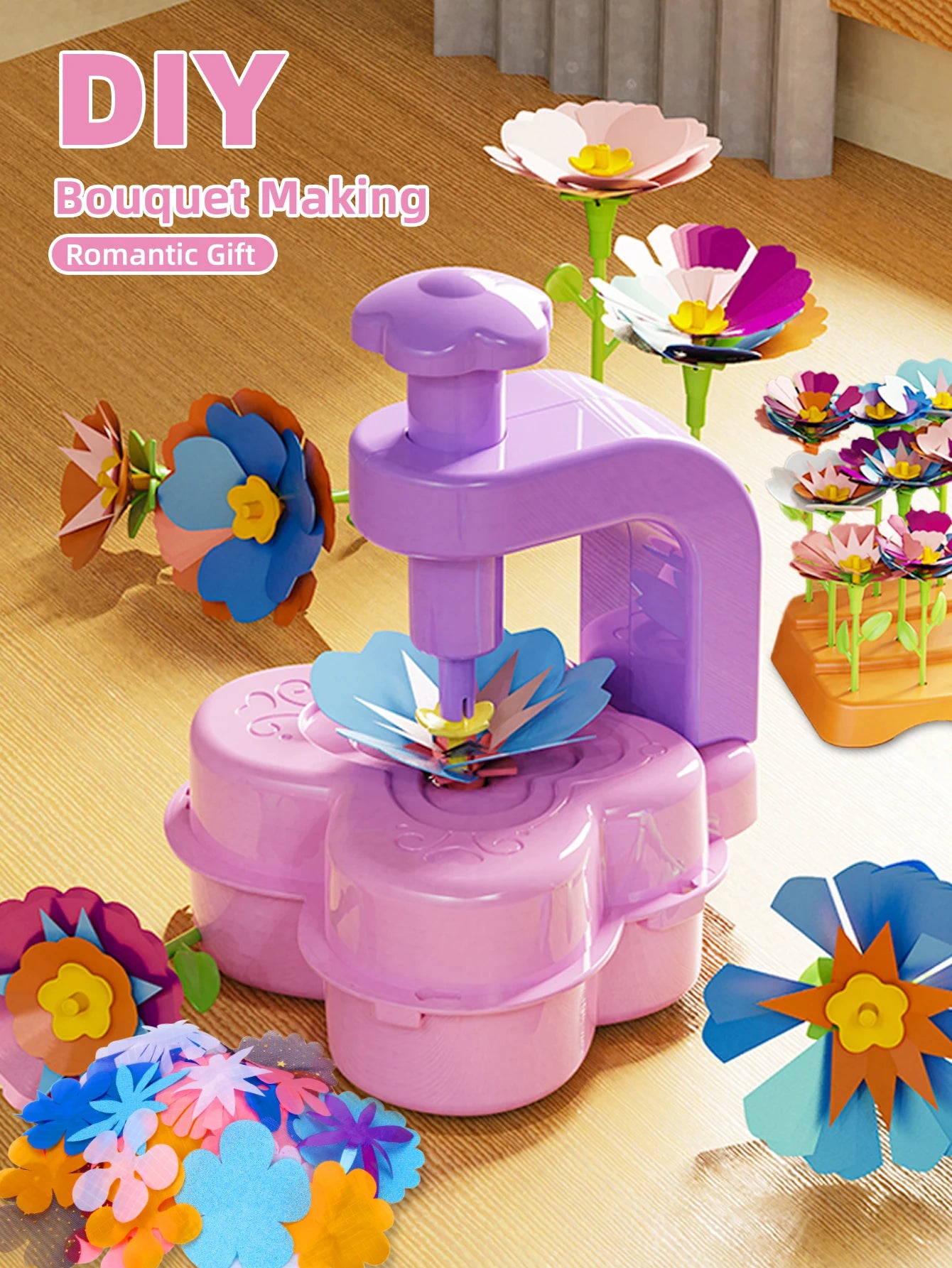 DIY Fabric Flower Bouquets Toys, Flower Bouquets Toy for Girls DIY Flower Make Making Craft Kit Educational Kids Gifts