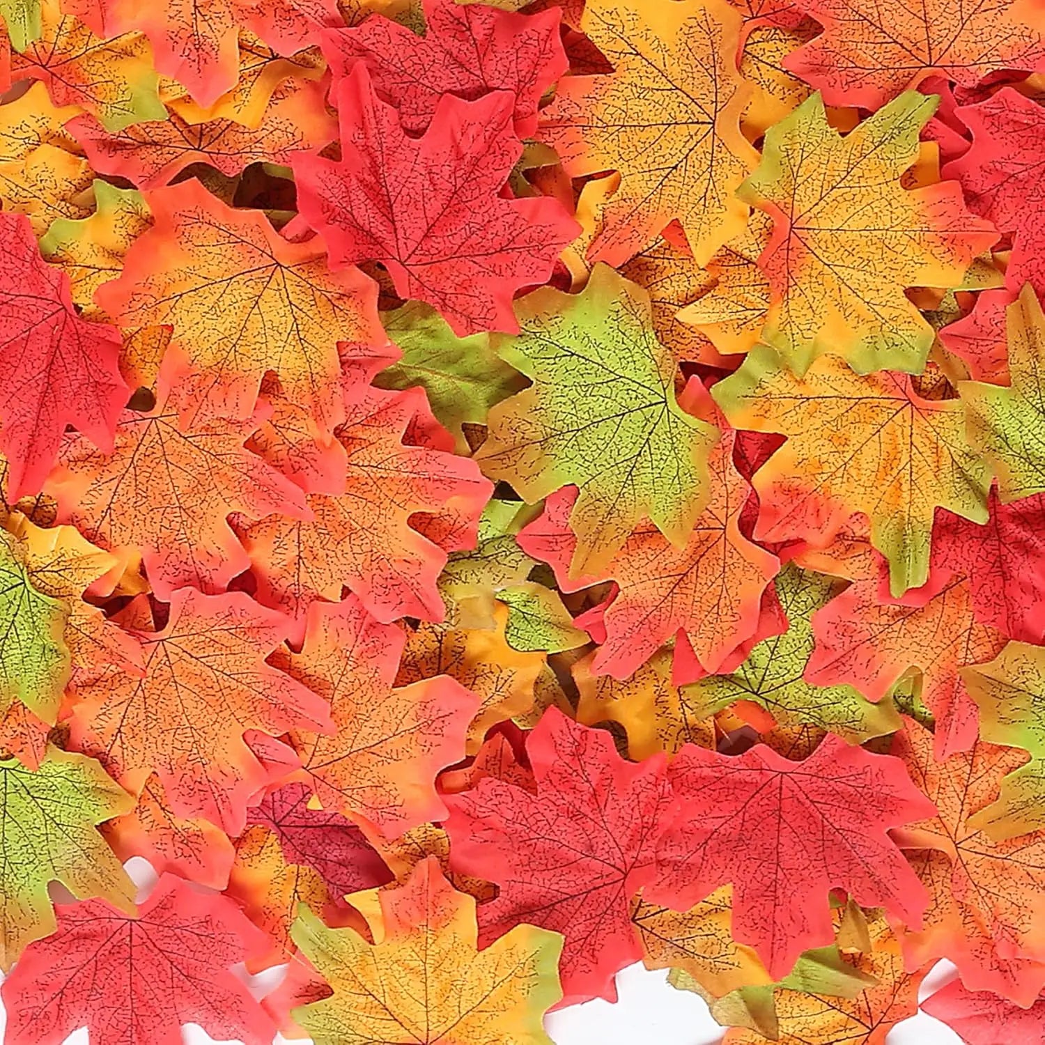 Yannew 500pcs Artificial Fall Maple Leaves Silk Leaf for Craft DIY Thanksgiving Wedding Party Decoration Autumn Home Table Decor