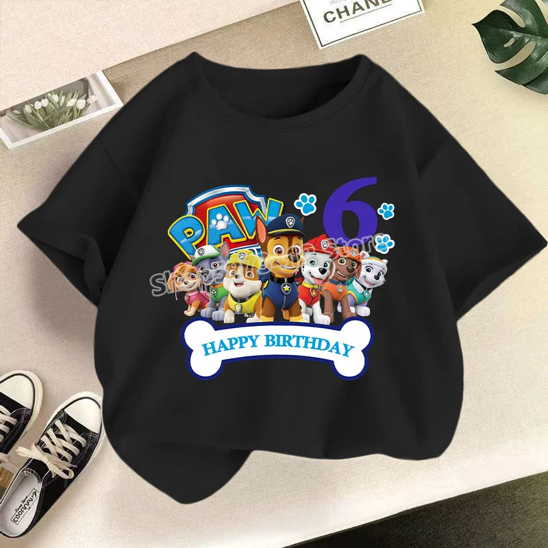 Paw Patrol Child Short Sleeve T-shirt Cartoon Chase Skye Printed Pullover Boys Girls Summer Breathable Casual Cotton Tops Gifts