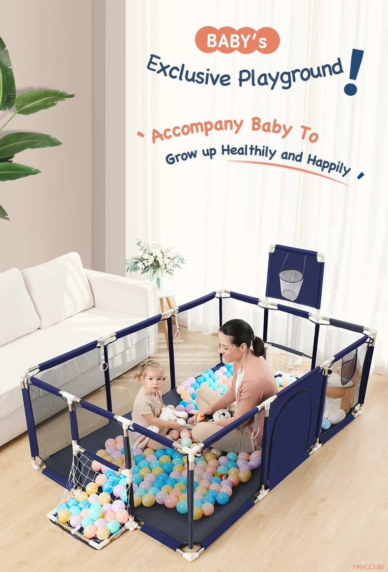 PANGDUBE Baby Playground Playpen for Baby and Toddlers Thicken Steel Pipes & Cloth Baby Fence Play Park Baby Activity Fence