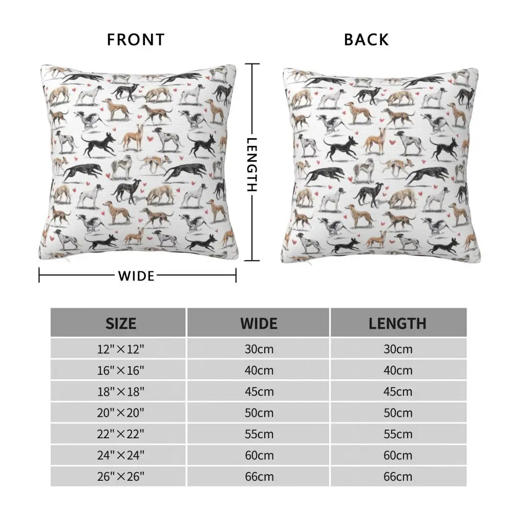 Custom Cute Whippet Greyhound Pillow Case Decor Home Hound Dog Luxury Cushion Cover Car Pillowcase
