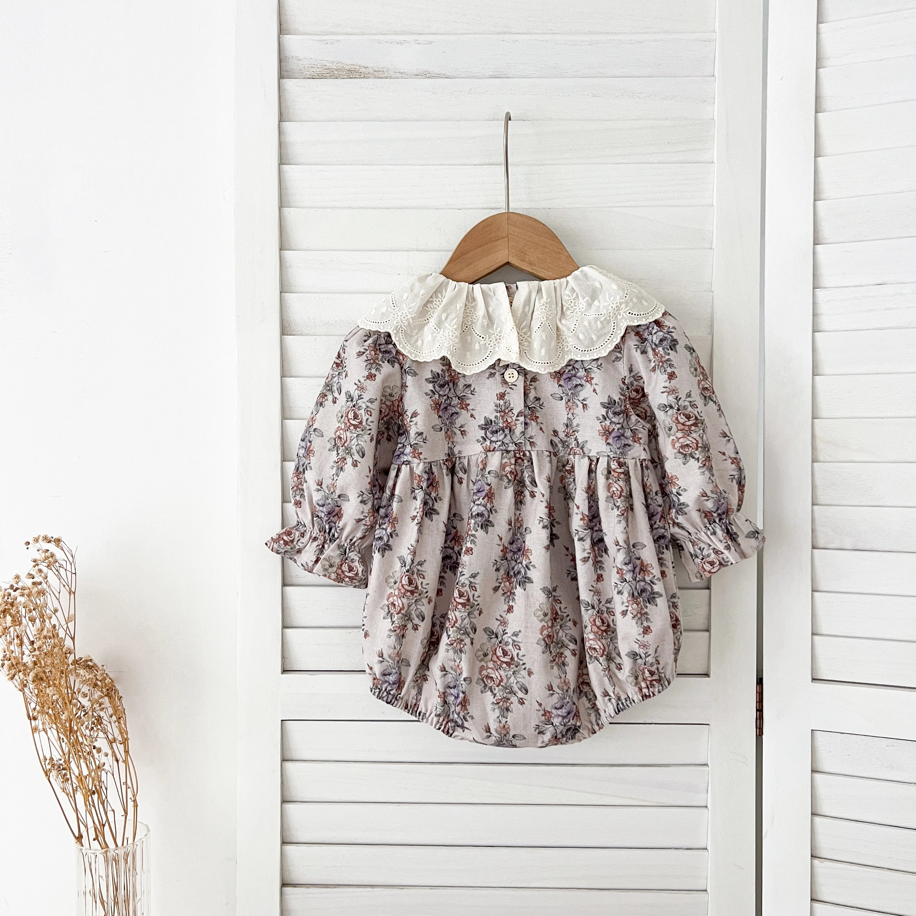 Infant Clothes 0-24M Infant Floral Baby Girl Bodysuit Cute Peter Pan Muslin Babe Girls Jumpsuit Autumn Newborns Clothing Romper