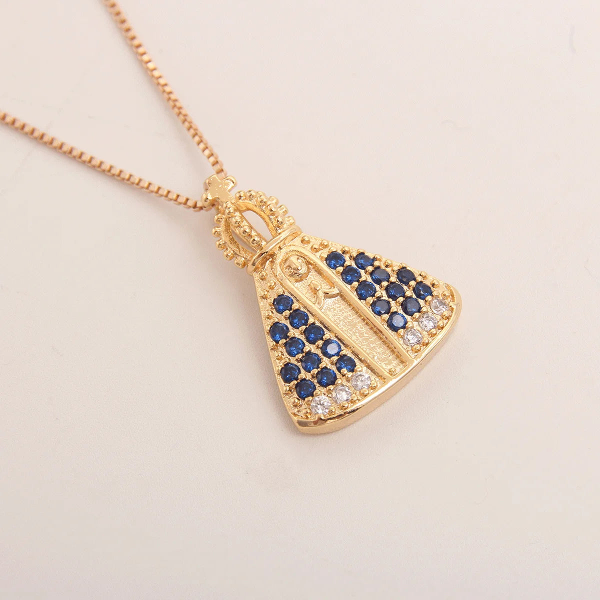 SUNSLL Trendy Geometric Religious Necklace Virgin Mary Zircon Pendant Choker For Women Ladies Party Fashion CZ Jewelry 1PC