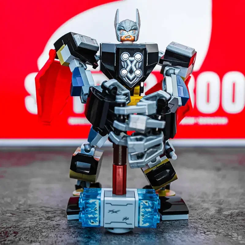 Marvel Captain America  Iron Man Venom Wolverine Thor Black Panther Thanos Doll Mecha Man Doll Building Block Assembly Toy Model