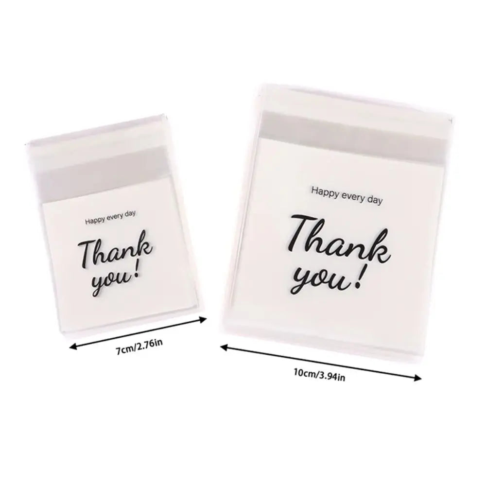 100Pcs Plastic Candy Gift Bags Thank you Party Decor Sandwich Bread Packaging Bags Transparent OPP Self Adhesive Pouch