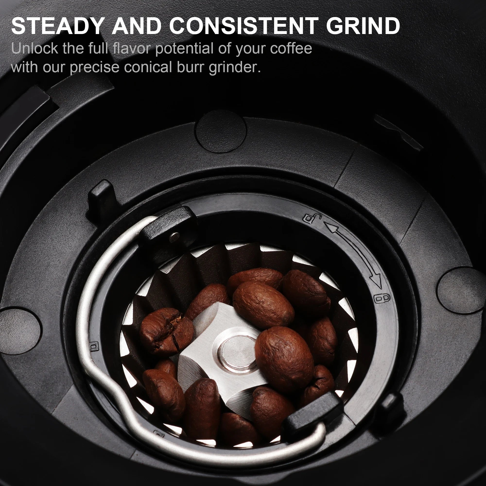 BioloMix Automatic Burr Mill Electric Coffee Grinder, featuring 30 gears for grinding espresso and American coffee, With Magneti