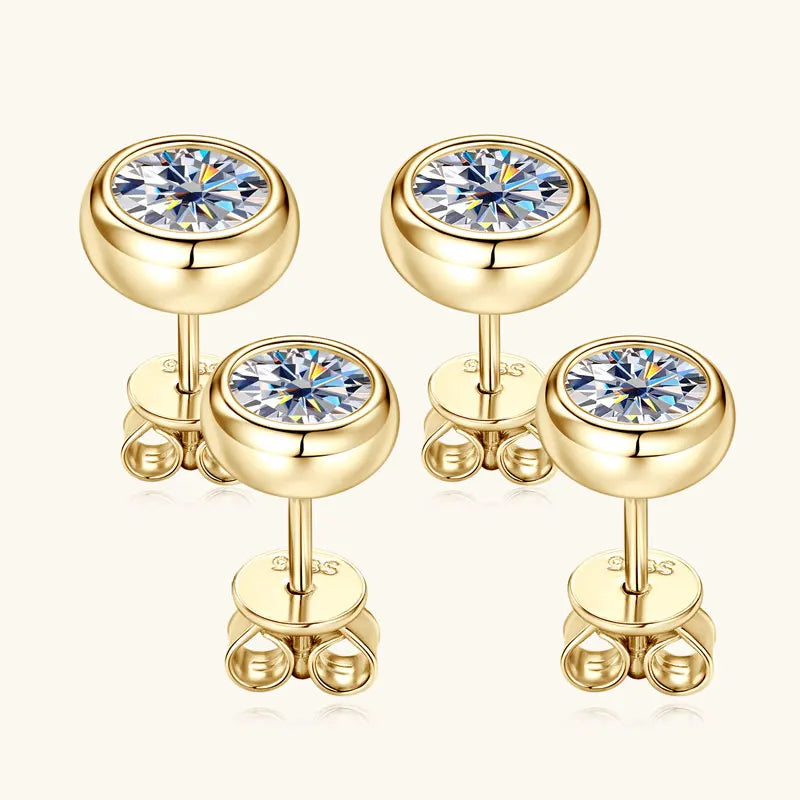 Lnngy 925 Sterling Silver Stud Earrings 5mm/6.5mm Round Moissanite Eearring With Certificate for Women Girl Daily Jewelry Gift