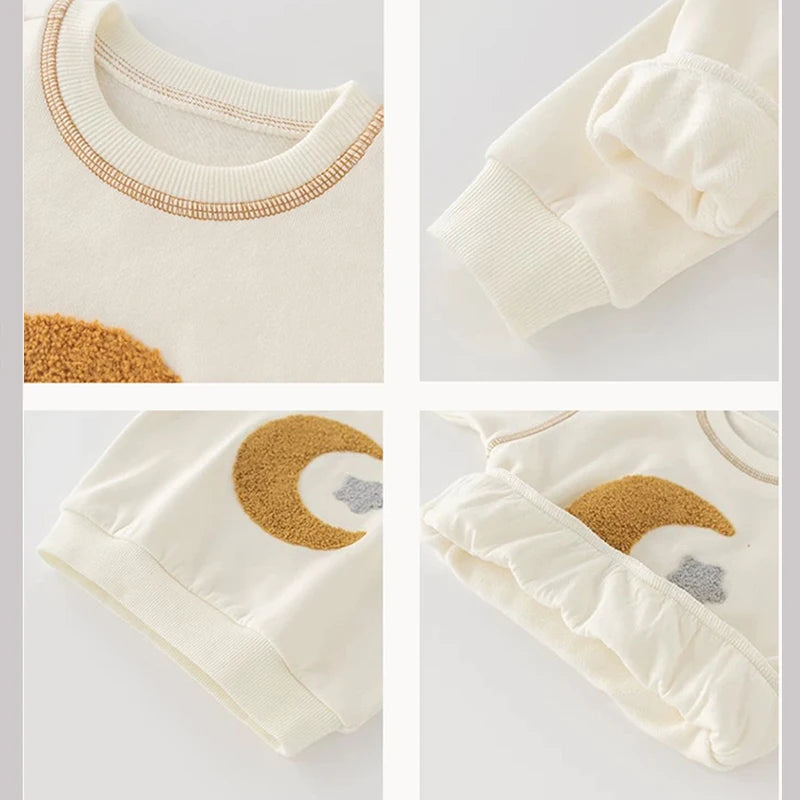 New Spring Autumn Baby Suits Cute Embroidered Sweatshirt + Pant 2Pcs Toddler Boy Girl Clothing