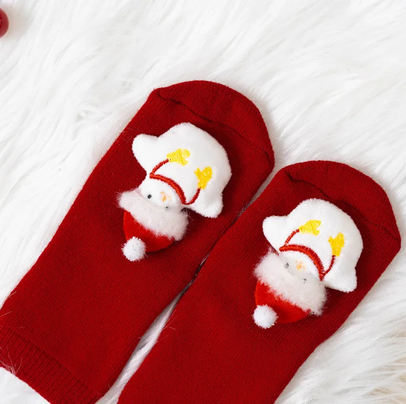 Winter Thicken Cute Christmas Baby Socks For Boys Girls Cartoon Soft Cotton Anti Slip Solid Newborn Toddler Sock Kids Socken