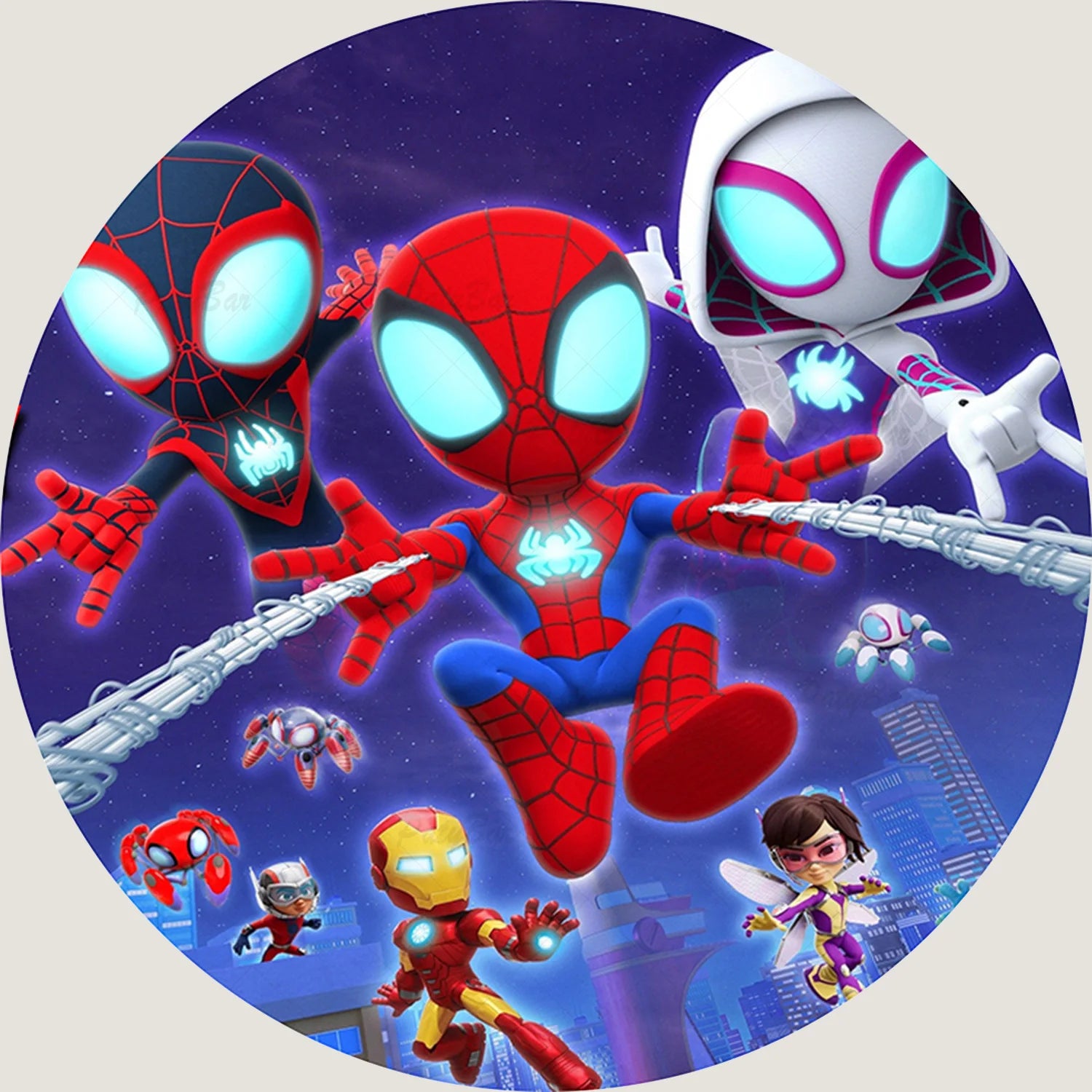 Round Spidey and Amazing Friends Background Kids Birthday Party Backdrop Spider Circle Banner Photography Studios Props