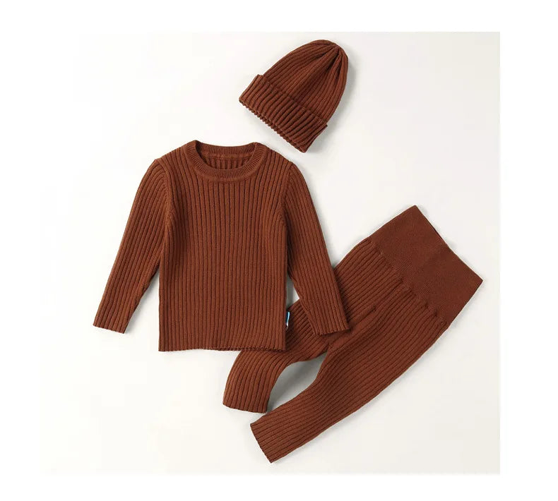 0-3T Newborn Kid Baby Boy Girl Winter Clothes set Sweater Pant suit Warm Thick Knit Top Stretch Knitwear Casual 2pcs Sweater Set