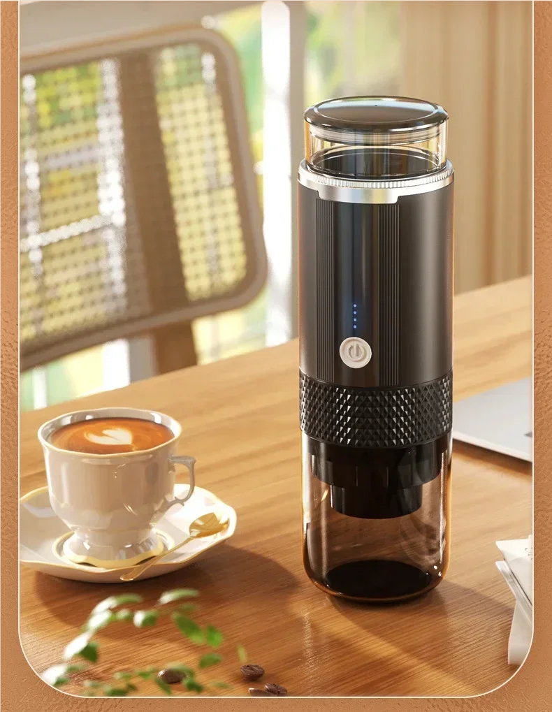 Portable electric coffee machine is suitable for ground coffee and KCUP capsules, but it does not have a heating function