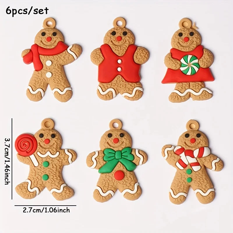 6pcs Christmas Tree Gingerbread Man Hanging Pendant Ornaments Set Christmas Decorations for Home Xmas New Year Gift  Supplies
