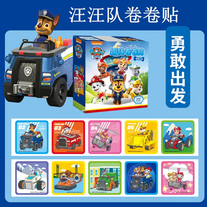 200PCS/Box Paw Patrol Cartoon Anime Stickers Kawaii DIY Stationery Cute Laser Sticker Portable Children's Reward Stickers Gift