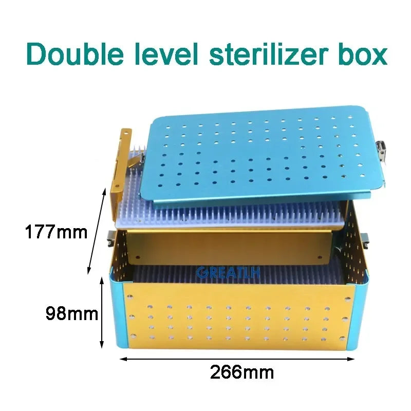 Disinfection Box Sterilization Tray Box Case with Silicone Pad Autoclavable Box