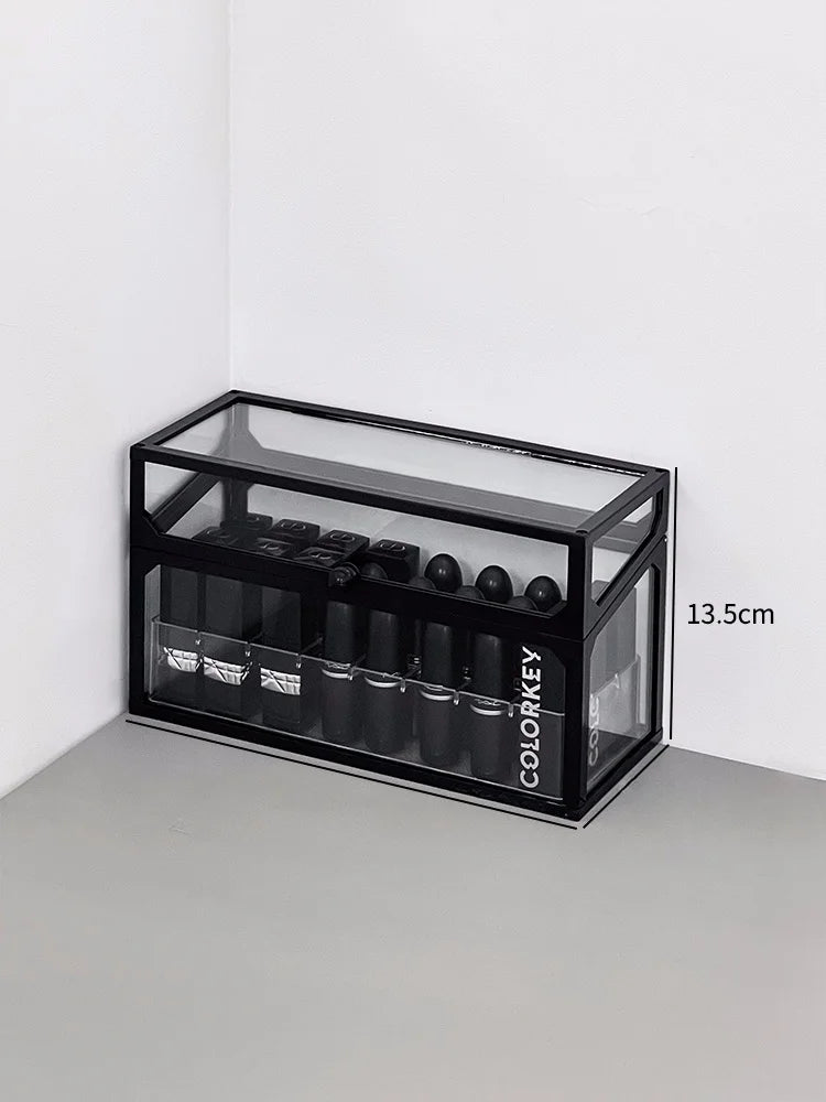Transparent Cosmetic Storage Box Desktop High-End Dustproof Cover Carents eup Skincare Lipsti Organizer Box