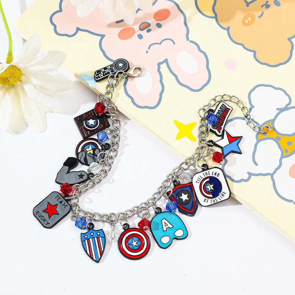 Marvel Superhero Series Personalized Fashion DIY Metal Enamel Bracelet Creative Men's and Women Jewelry Gifts Suitable for Fans