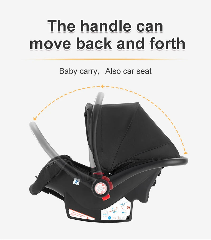 Poussette bébé 3-en-1 compacte, siège auto pour bébé, système de voyage portable pour bébé, poussette légère, poussette bidirectionnelle