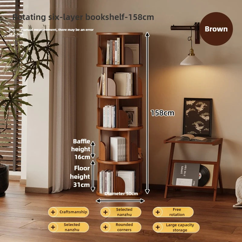 360 °   Bibliothèque rotative – Armoire de rangement mobile pour la maison et le salon