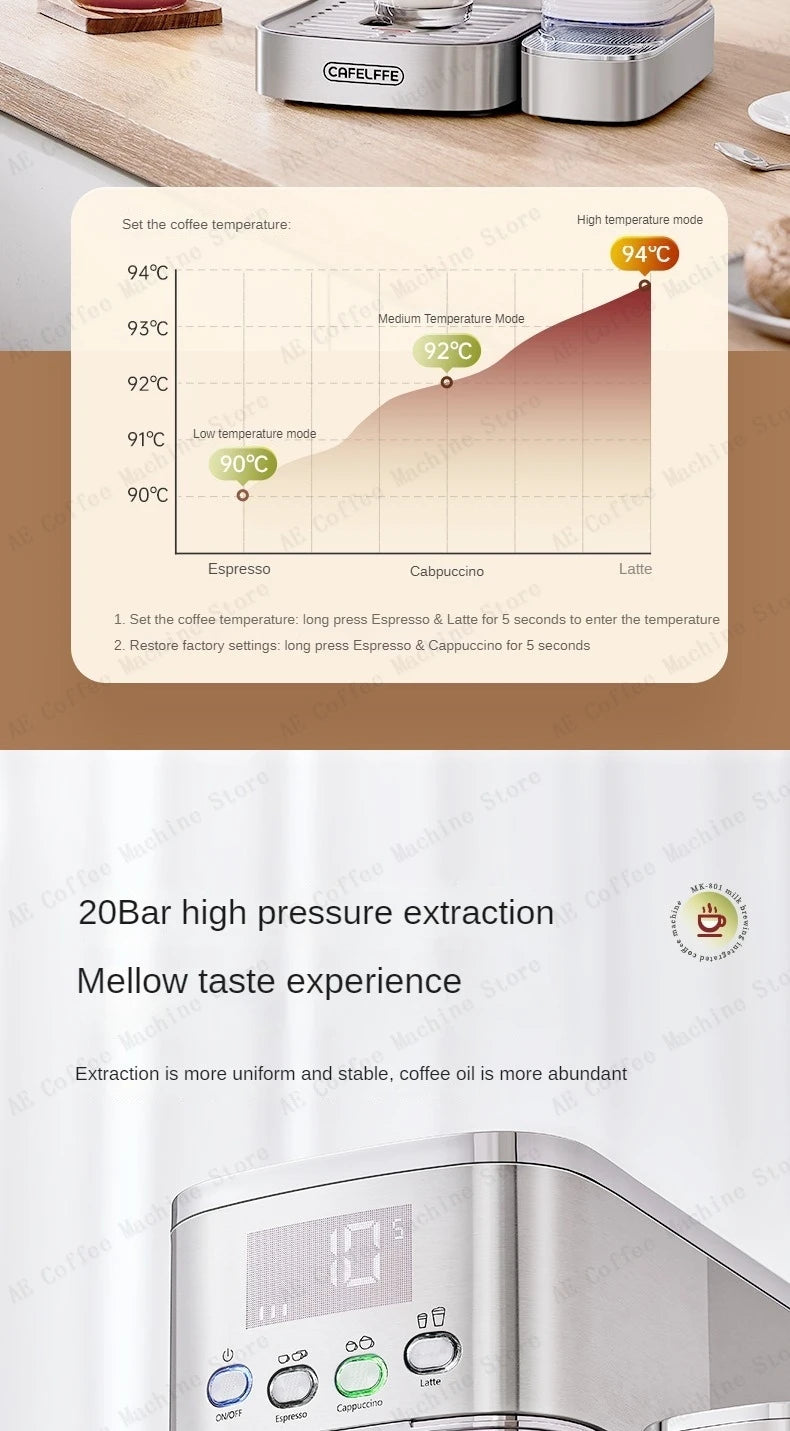 Automatic Coffee and Milk Frother All-in-one Machine 20bar Household Small Espresso Coffee Machine Multi-function Coffee Maker