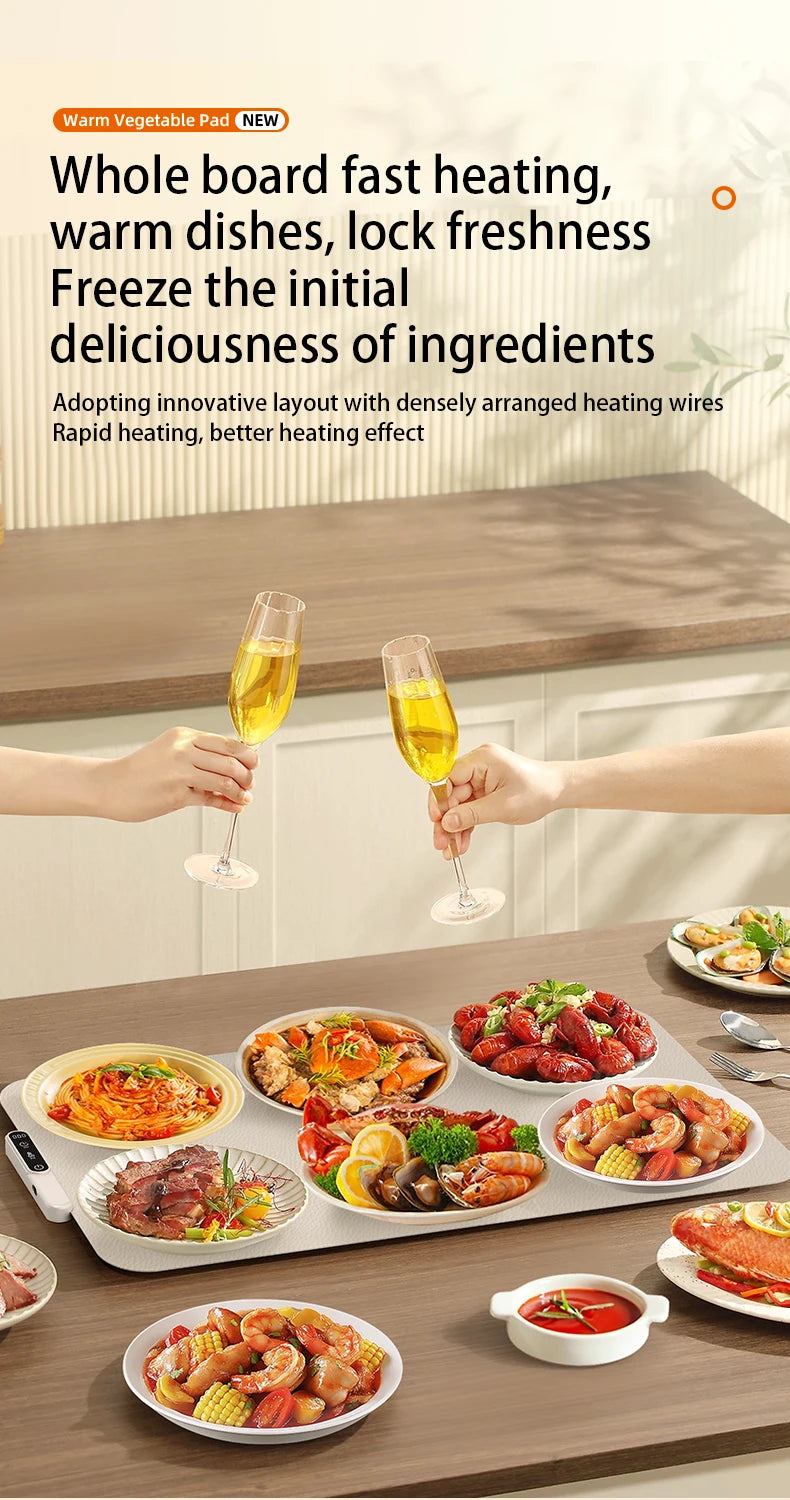 Electric Warming Tray Food Warmer Plate Foldable Portable Smart Food Fast Heating Mat Electric Warming Tray Food Warming Board