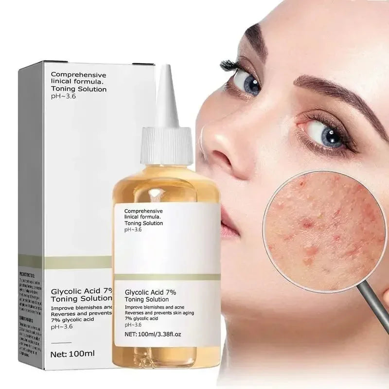 Glycolic Acid 7% Toning Facial Solution Skin Care Lighten Pore Glow Acid Toner Lifting Firming Wrinkles Dispelling Acne New