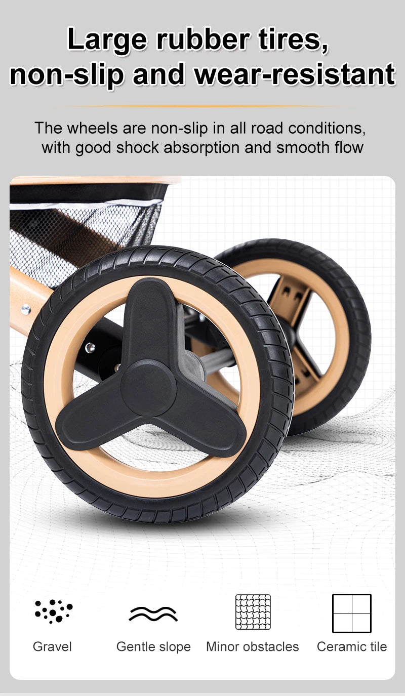 Poussette bébé 3-en-1 compacte, siège auto pour bébé, système de voyage portable pour bébé, poussette légère, poussette bidirectionnelle