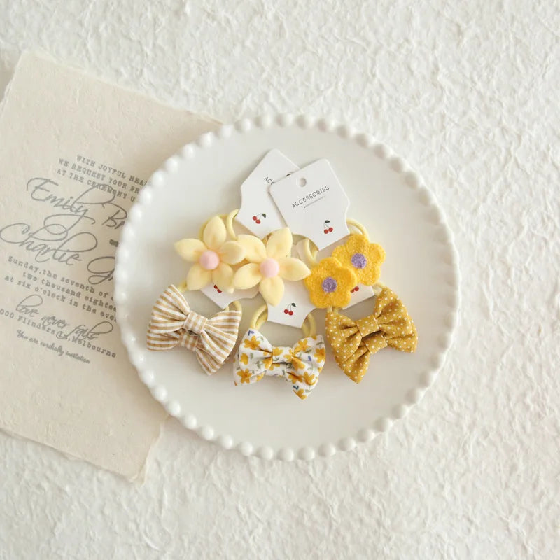 Elastic Hair Bow for Children, Children's Headwear, Hair Accessories for Girls, Cute Hair ties, Lovely Hair Rope, 10Pcs per Lot