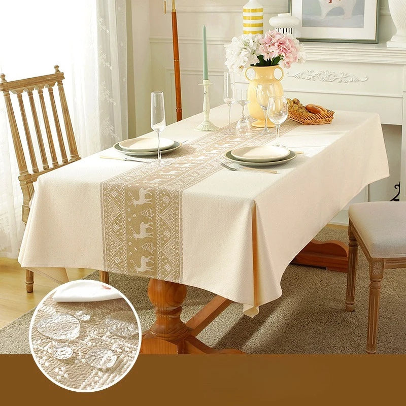 Cotton Blend Waterproof Tablecloth  Anti-oil Table Cover, Party Family Dinner Tablecloth for Kitchen Restaurant Wedding