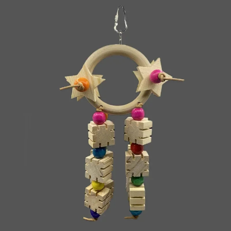 Parrot Toys, Five Pointed Star Rings, Bird Supplies, Tools, Chew Swings, Wooden Medium To Large Bird Toys Parrot Toys