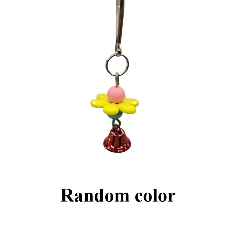 ألعاب الطيور لعبة مضغ الببغاء جرس قلادة خرز دائري ملون لعبة زهرة خيطية للببغاء ملحقات قفص الطيور لون عشوائي