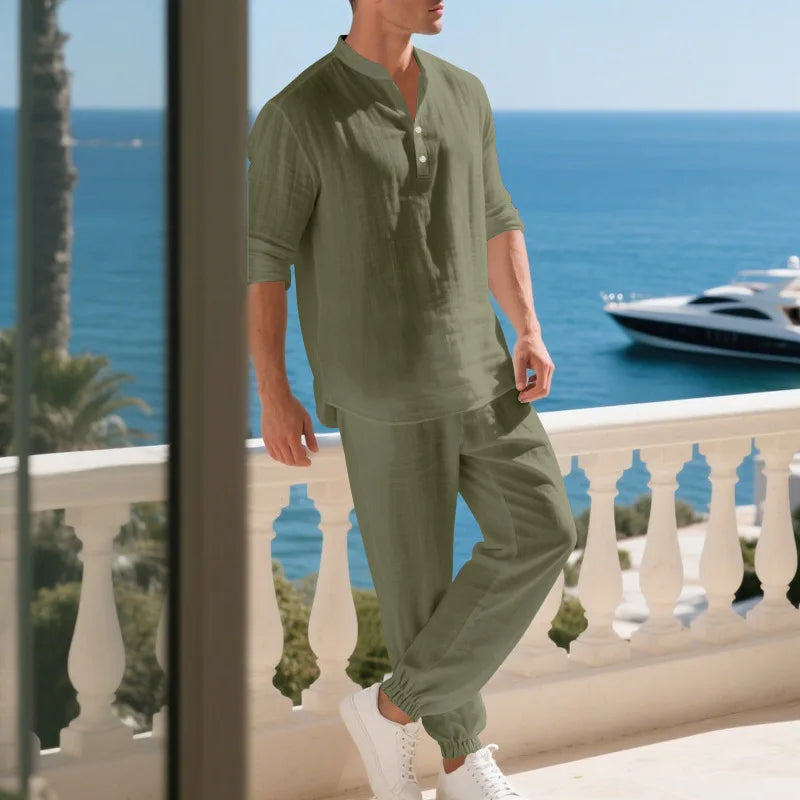 Ensemble en lin lâche américaine Automne