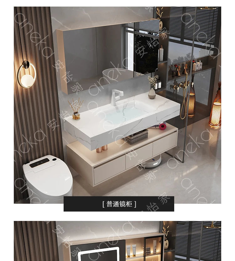 Armoire de salle de bain légère en bois massif, toilettes de rangement Vintage, vanité de salle de bain, miroirs de maquillage, meubles Para Banheiro