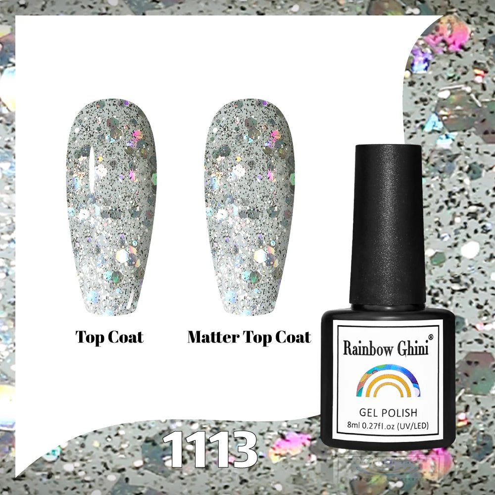 Gel Vernis à ongles semis permanents Paillettes 8Ml 150 couleurs