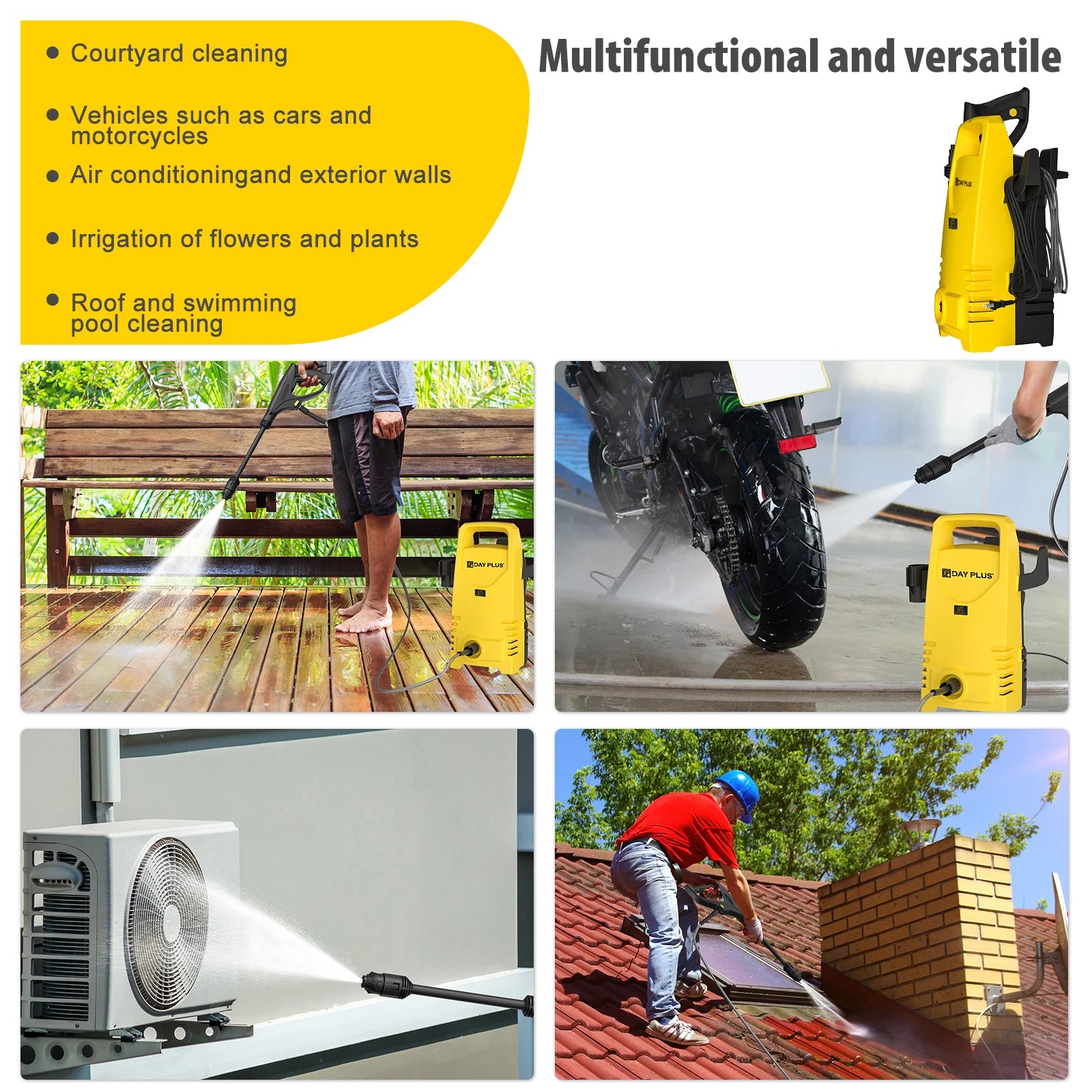 5000W Electric High Pressure Washer 350Bar/5000PSI Power Jet Wash Patio Car with a flow rate of 5L/min Electric Pressure Washer