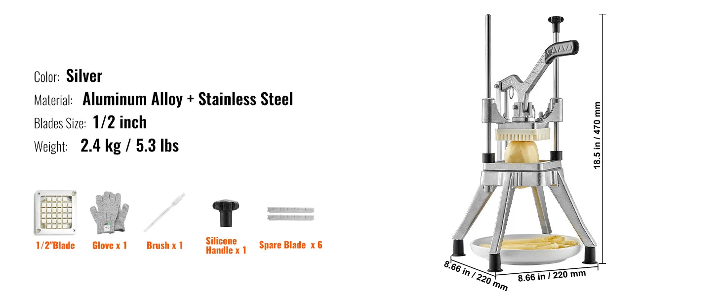 SucceBuy Commercial Vegetable Fruit Heavy Duty Professional Food Dicer Kattex French Fry Cutter Onion Slicer Stainless Steel