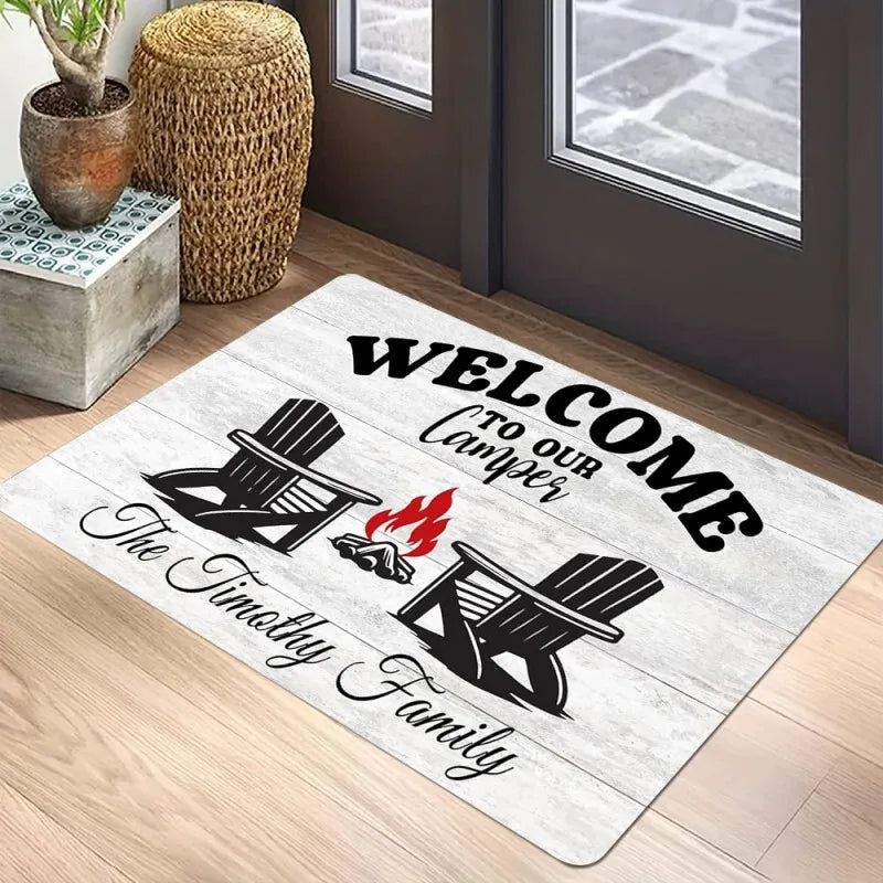 Playful Camper Car Printed Floor Mat for Living Room and Bedroom Anti-Slip Carpet Cozy Welcome Rug Home Decor Festivals Gifts