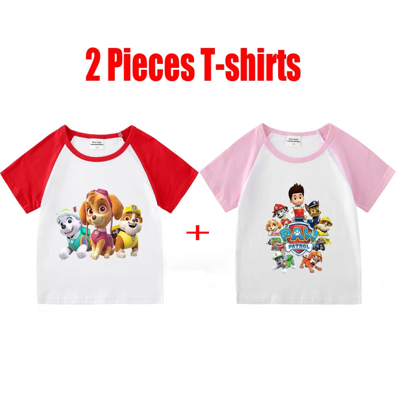 Children's PAW Patrol T-Shirt Kids Clothes Boys Girls Summer Cartoon Tops Short Sleeve Clothes 100% Cotton Baby Clothing