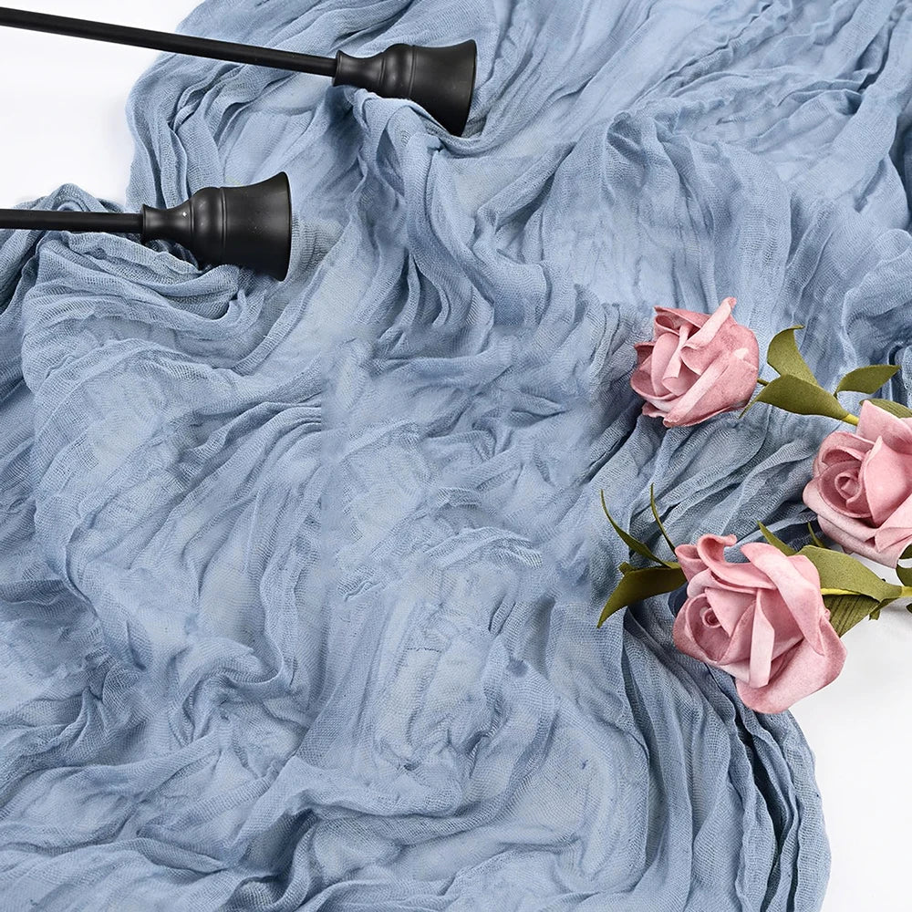 Christmas Green Red Burgundy Cheesecloth Table Runner Boho Rustic Gauze Terracotta Table Runner for Wedding Party Birthday Decor