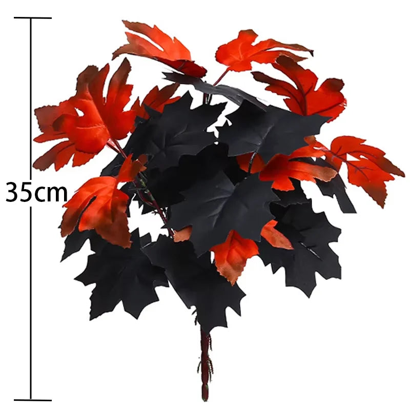 35cm Autumn Artificial Maple Leaves Bouquet Silk Plants Branch for Halloween Thanksgiving Day Fireplace Festival Home Fall Decor