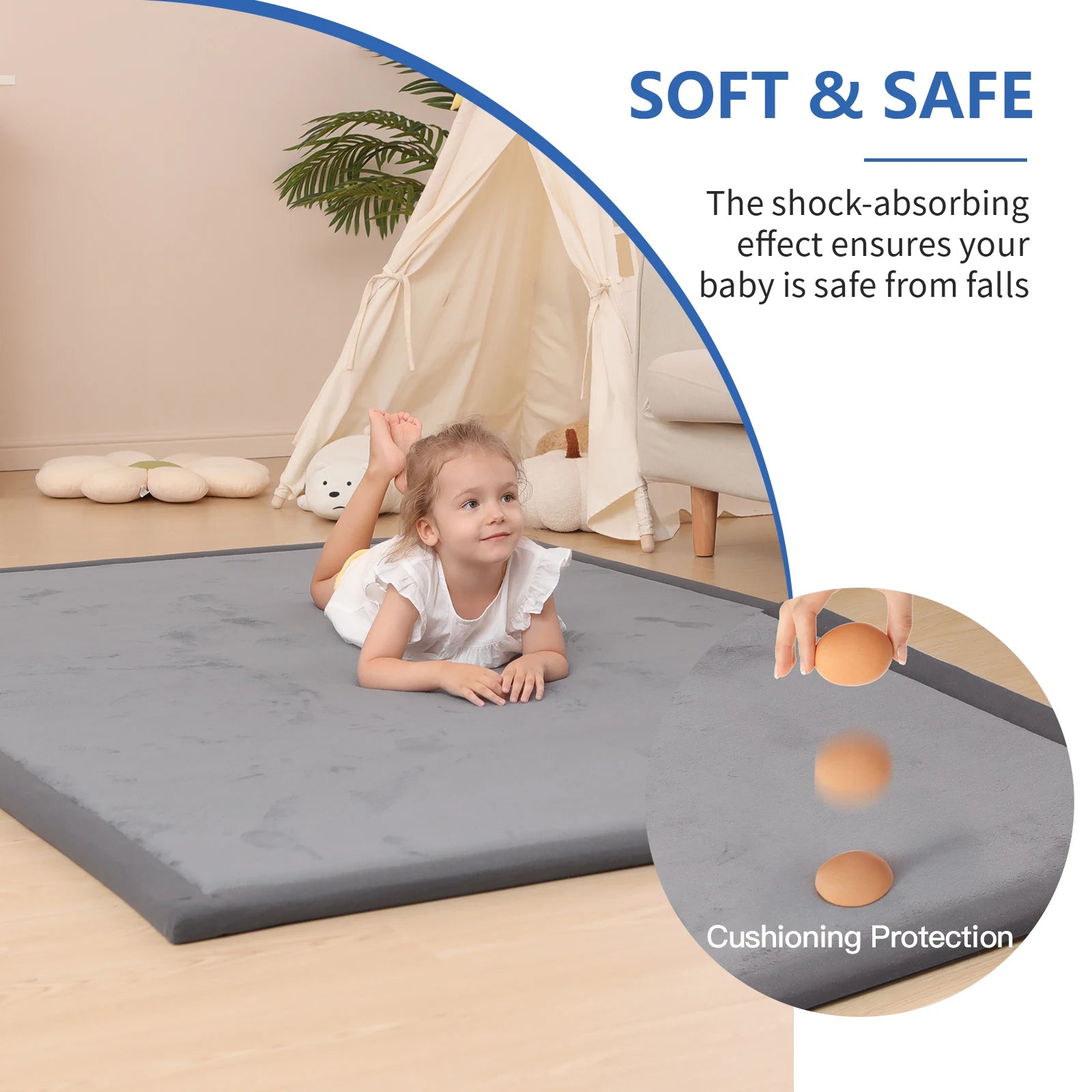 Huloosleep 4 Colors Baby Crawling Play Mats Non-Slip Thick Soft Foam Baby Activity Gym Carpet Baby Game Children's Safety Rug