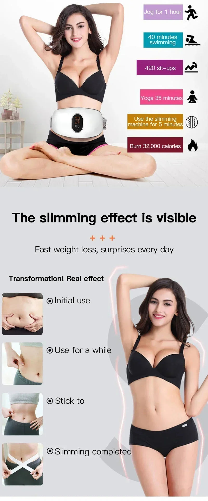 Slimming Machine Lose Weight Big Belly Whole Body Thin Waist Stovepipe Fat Burning Abdominal Massage Fitness Equipment Portable